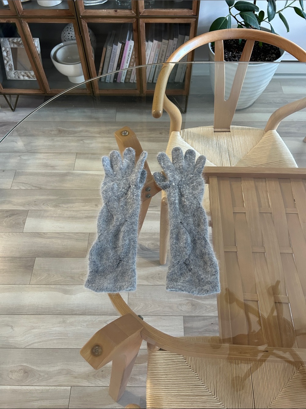 Vintage Angora Wool Long Knit Women's Gloves